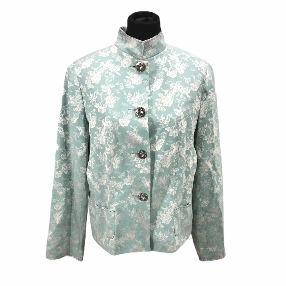 Field Manor Floral Blazer, Light Blue, White, X-Large